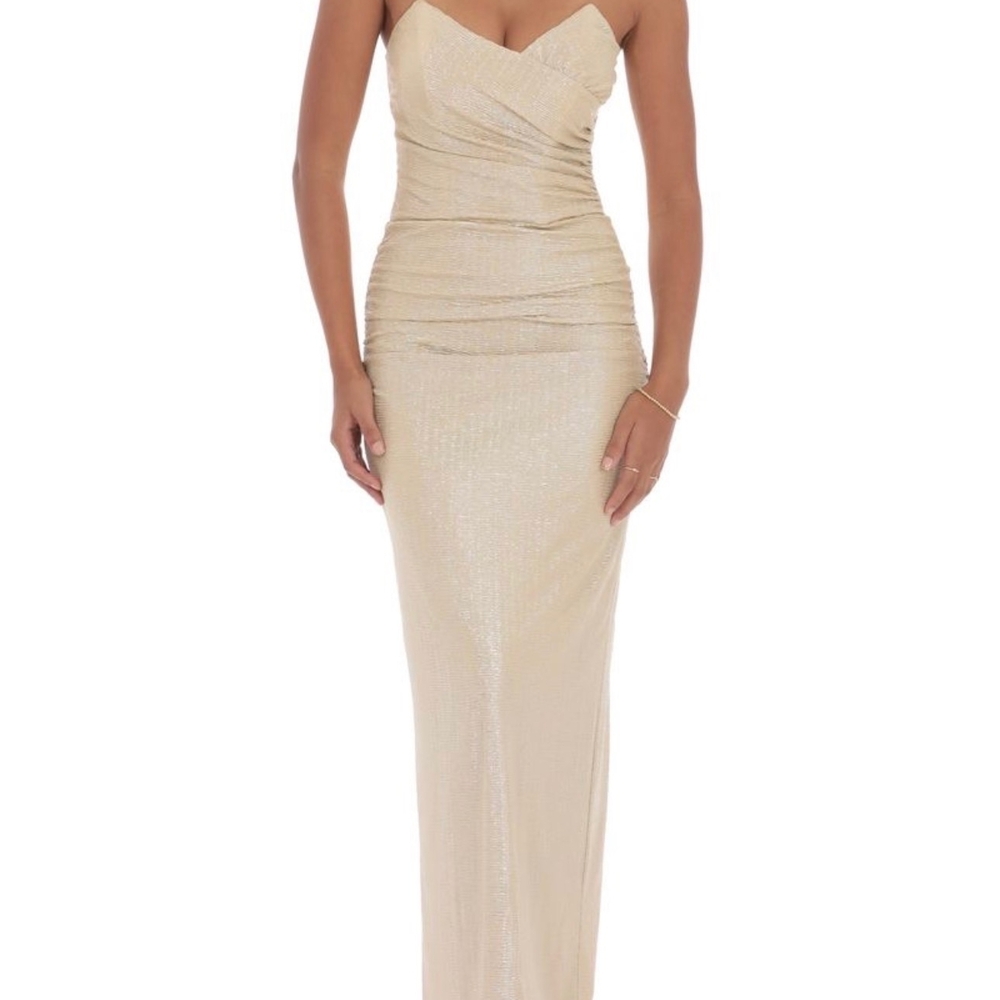 Lucy in the Sky Strapless Gold Dress